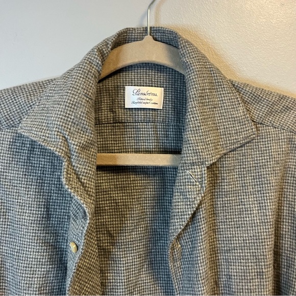 Stenströms Shirt Gray Houndstooth Button Up Long Sleeve Sz L EUC Cotton - Picture 4 of 9